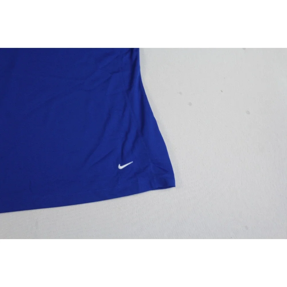Nike Women Blue Golf Polo Shirt Collared V Neck Short Sleeve Size Large